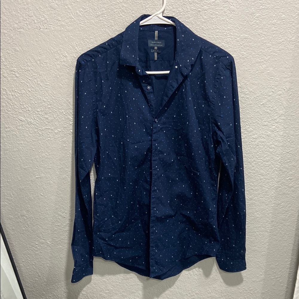 Zara Blue Casual Button Down Shirt